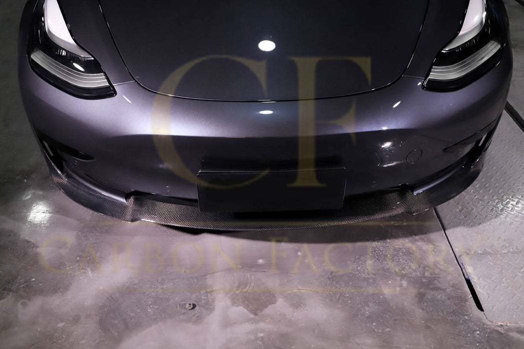 P Style Carbon Fibre Front Splitter for Tesla Model 3 16-23