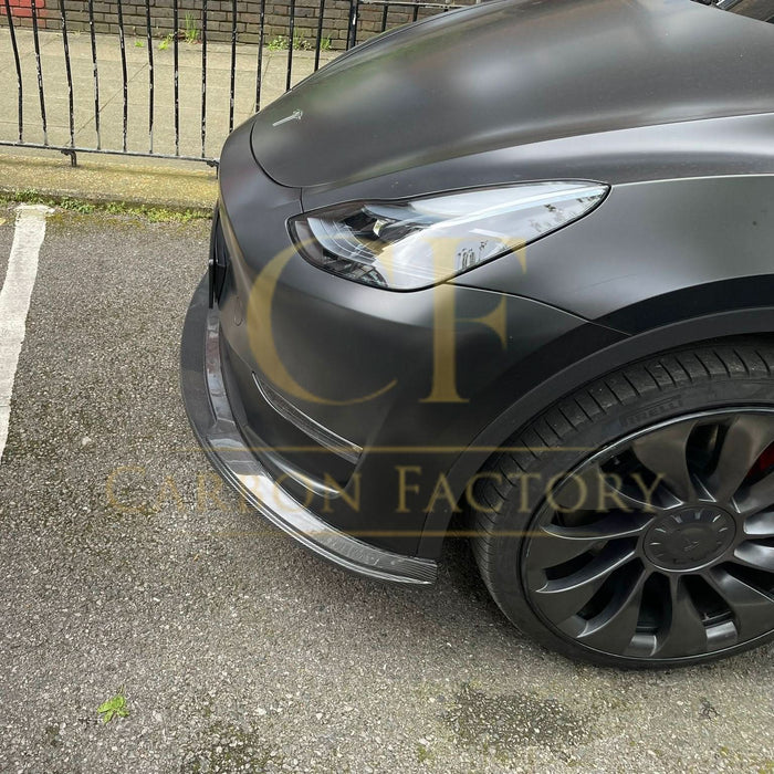 P Style Carbon Fibre Front Splitter for Tesla Model Y 19-23