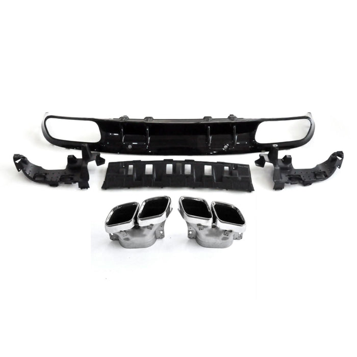 A Style Gloss Black Rear Diffuser & Exhaust Tips for Mercedes Benz W205 C Class & C63 Saloon & Estate 15-21