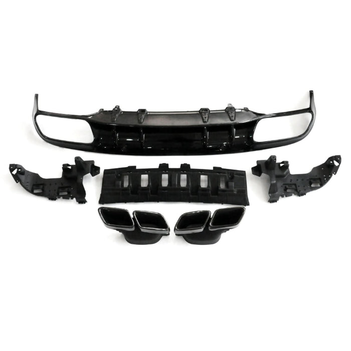 A Style Gloss Black Rear Diffuser & Exhaust Tips for Mercedes Benz W205 C Class & C63 Saloon & Estate 15-21