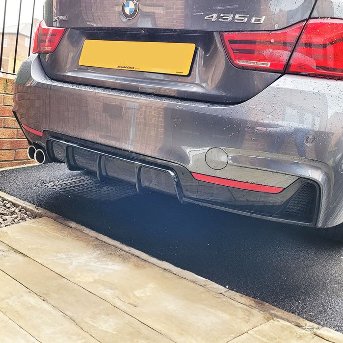 Gloss Black Rear Diffuser Twin Exhaust for BMW F32 F33 F36 4 Series 14-20