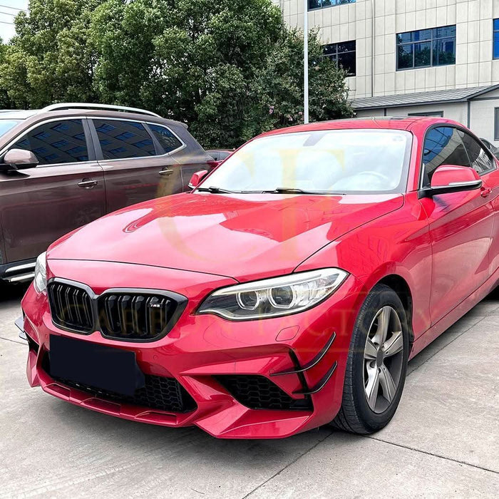 Gloss Black Front Bumper Canards for BMW F87 M2 OG 14-20