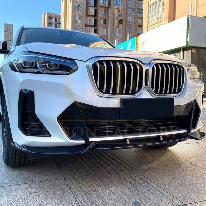 CS Style Gloss Black Front Splitter for BMW G01 X3 IX3 G02 X4 LCI 22-24
