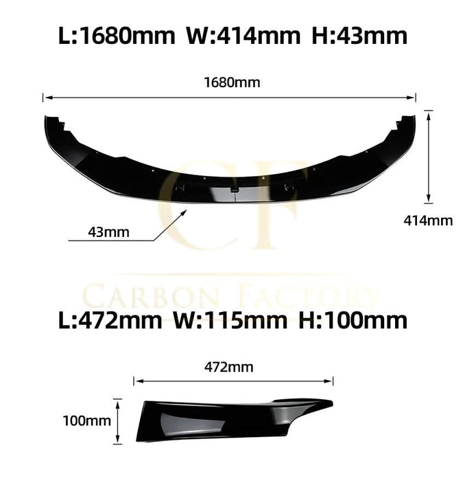 MP Style Gloss Black Front Splitter (4 pieces kit) for BMW F20 1 Series Pre-LCI 12-14