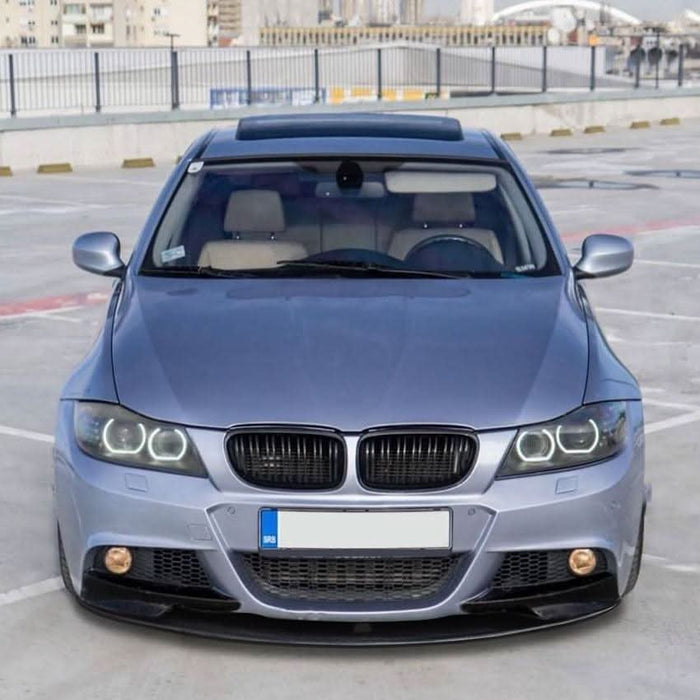 V Style Gloss Black Front Splitter for BMW E90 3 Series LCI 09-12