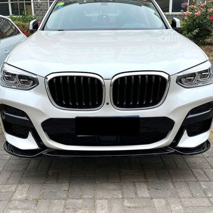 V Style Gloss Black Front Splitter for BMW G01 X3 G02 X4 Pre-LCI 18-21