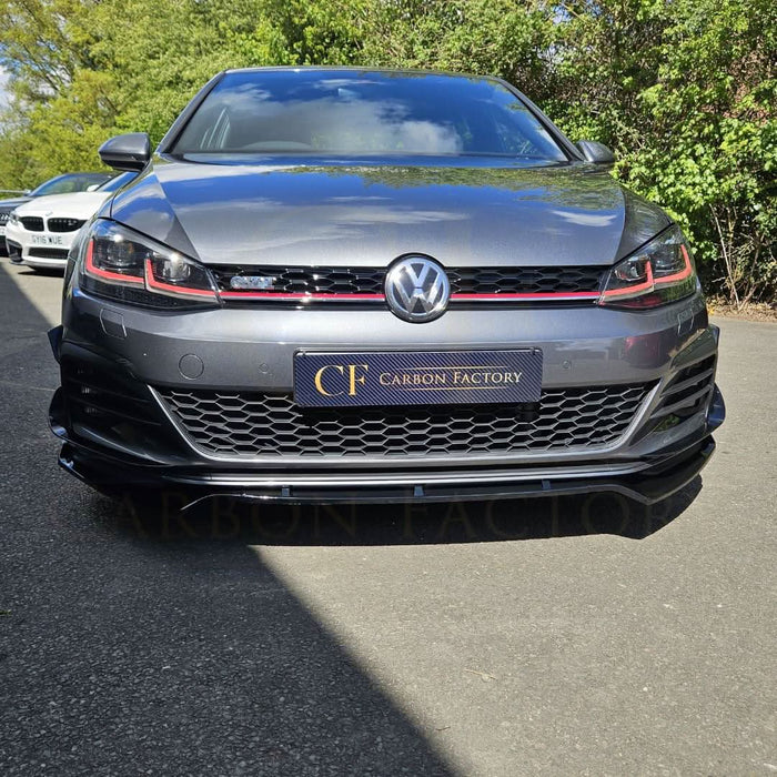 V Style Gloss Black Front Splitter for VW Golf MK7 MK7.5 GTI / R 13-20