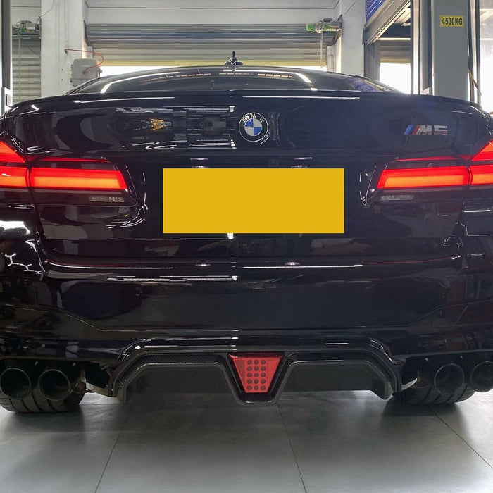 CS Style with LED Pre-Preg Carbon Fibre Rear Diffuser for BMW F90 M5 17-24