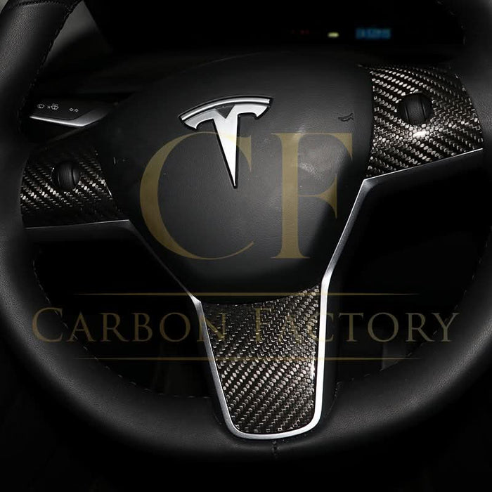 Pre-Preg Carbon Fibre Steering Wheel Trims for Tesla Model 3 & Model Y 17-23